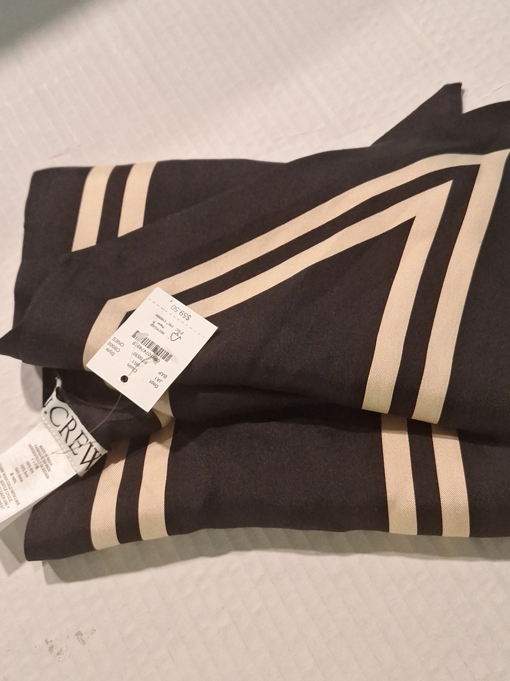 J. Crew Printed Silk Scarf - Black Aged Parchment - Picture 4 of 6